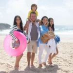 Family having a holiday in a beach