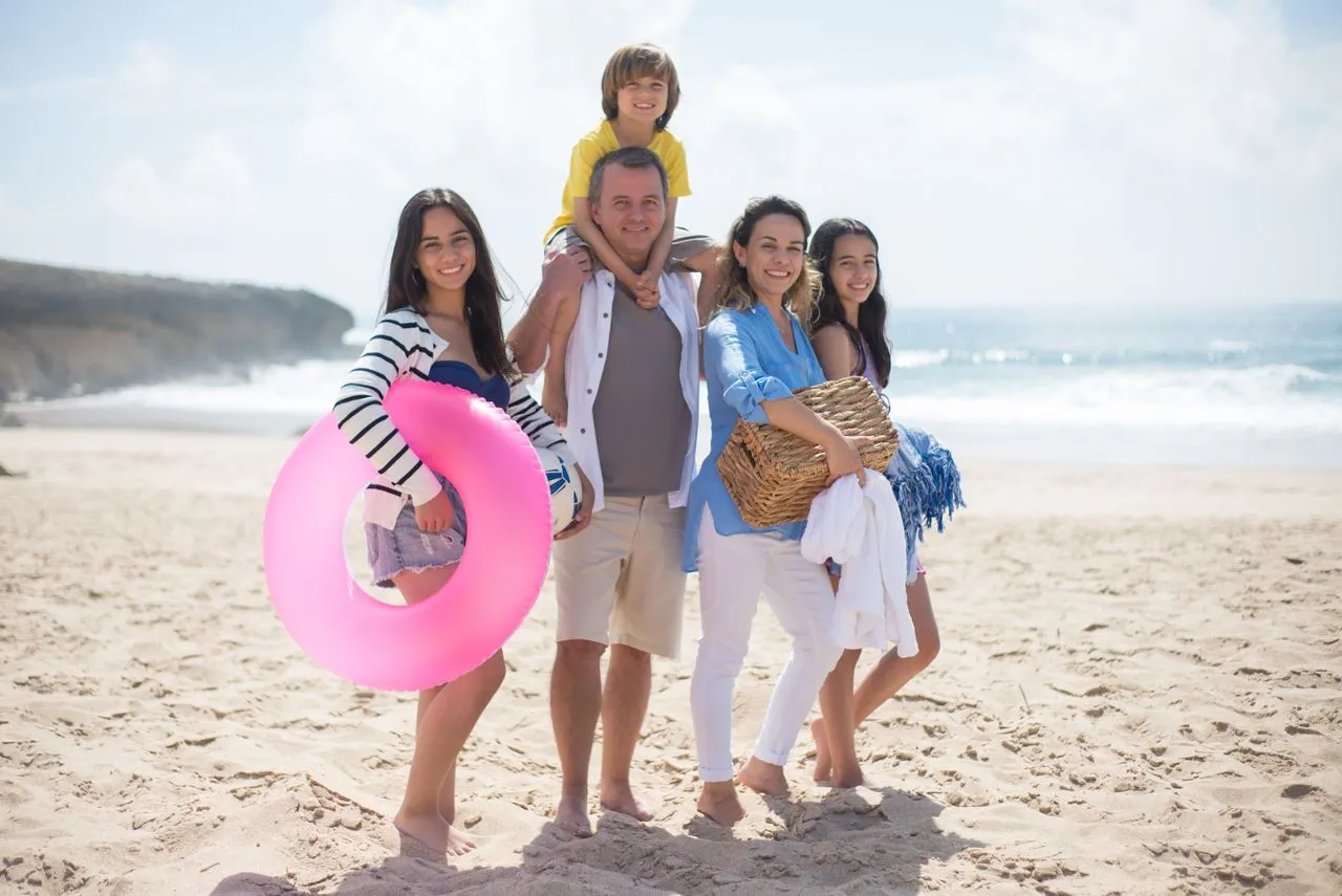 Family having a holiday in a beach